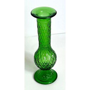 Vintage E.O. Brody Co Green Glass Vase Textured Design 7.5" Tall USA Made